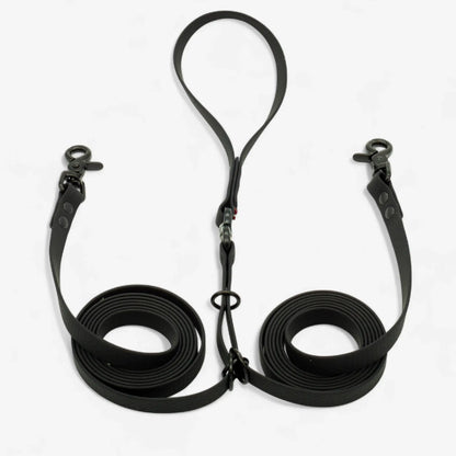 DuoFlex Hexa jalutusrihm kahele koerale – Must